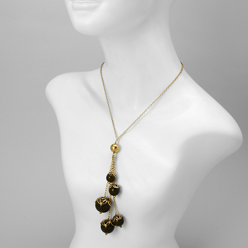 PILGRIM-116mm LARGE GREEN BEADS NECKLACE-58cm